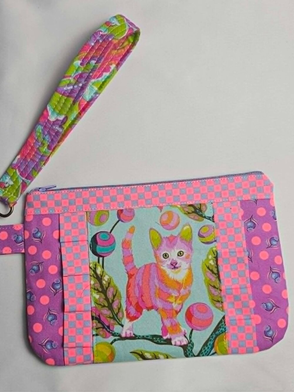 Tula Pink Disco Kitty Wristlet Wallet Purse: Gift for Women